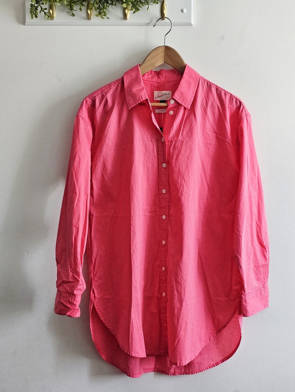 NWT Universal Thread Pink Oversized Cotton Tunic Button Down Shirt Small
